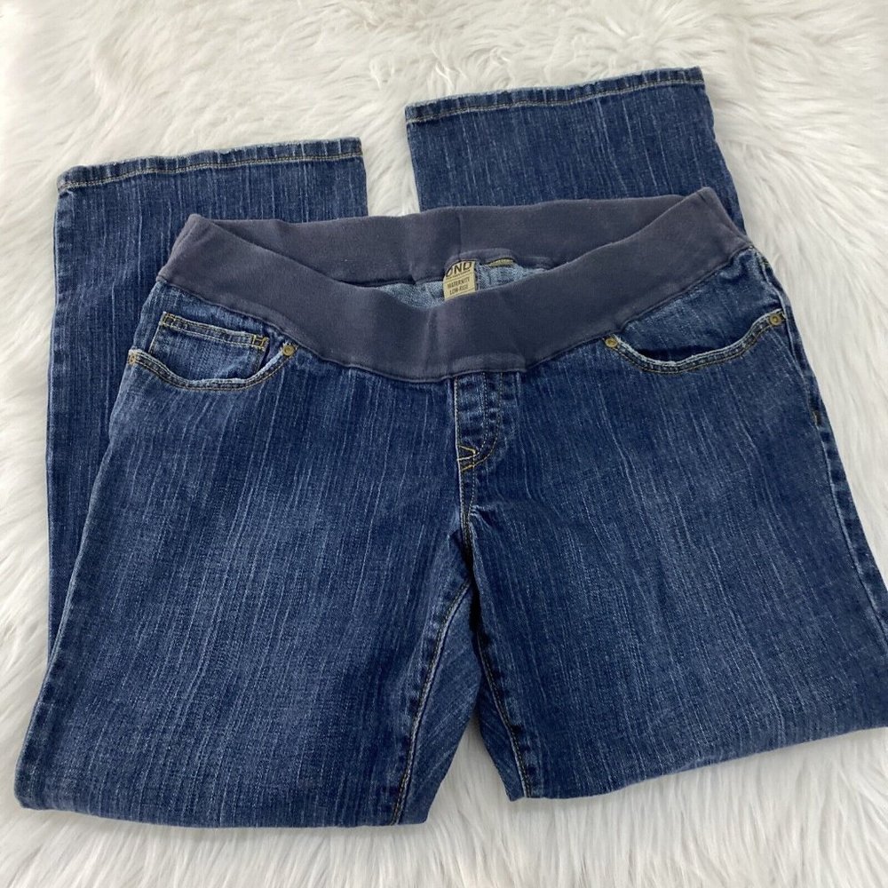 Old Navy denim maternity jeans low rise boot cut size L short super stretch